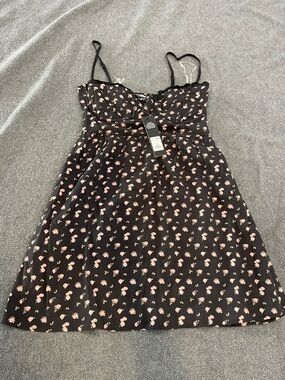 Fashion Nova Black Mini Dress with Pink Floral Print